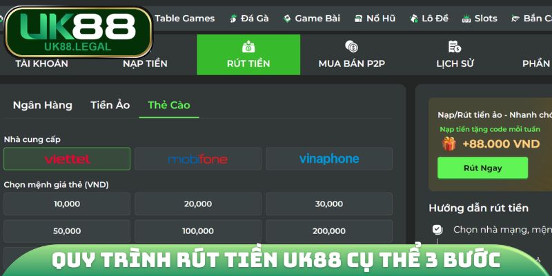 Rút Tiền UK88 - Thao Tác Cụ Thể Trong 3 Bước Cho Newbie 2 Quy trình rút tiền UK88 cụ thể 3 bước
